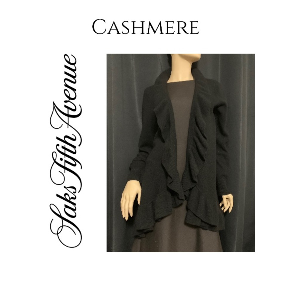 SAKS FIFTH AVE CASHMERE OPEN DRAPED SWEATER XL